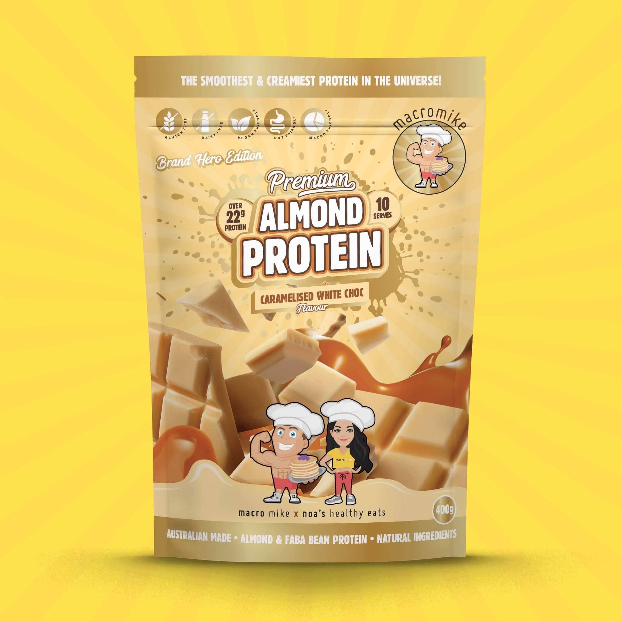 Caramelised White Choc Premium Almond Protein (400g Bag) - Image 3