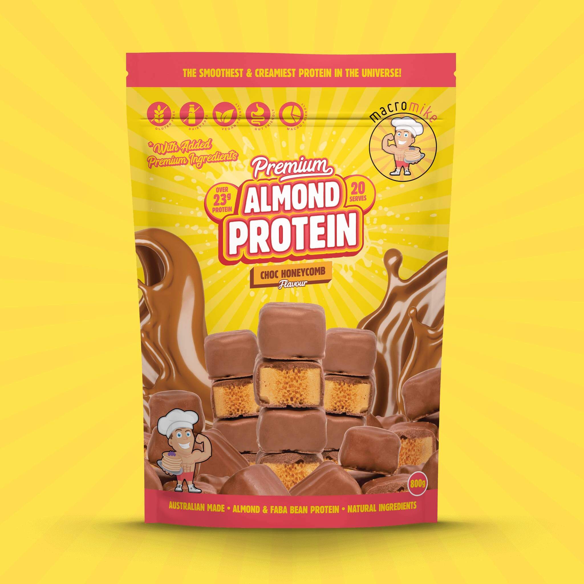 Choc Honeycomb Premium Almond Protein (800g Bag) - Image 3