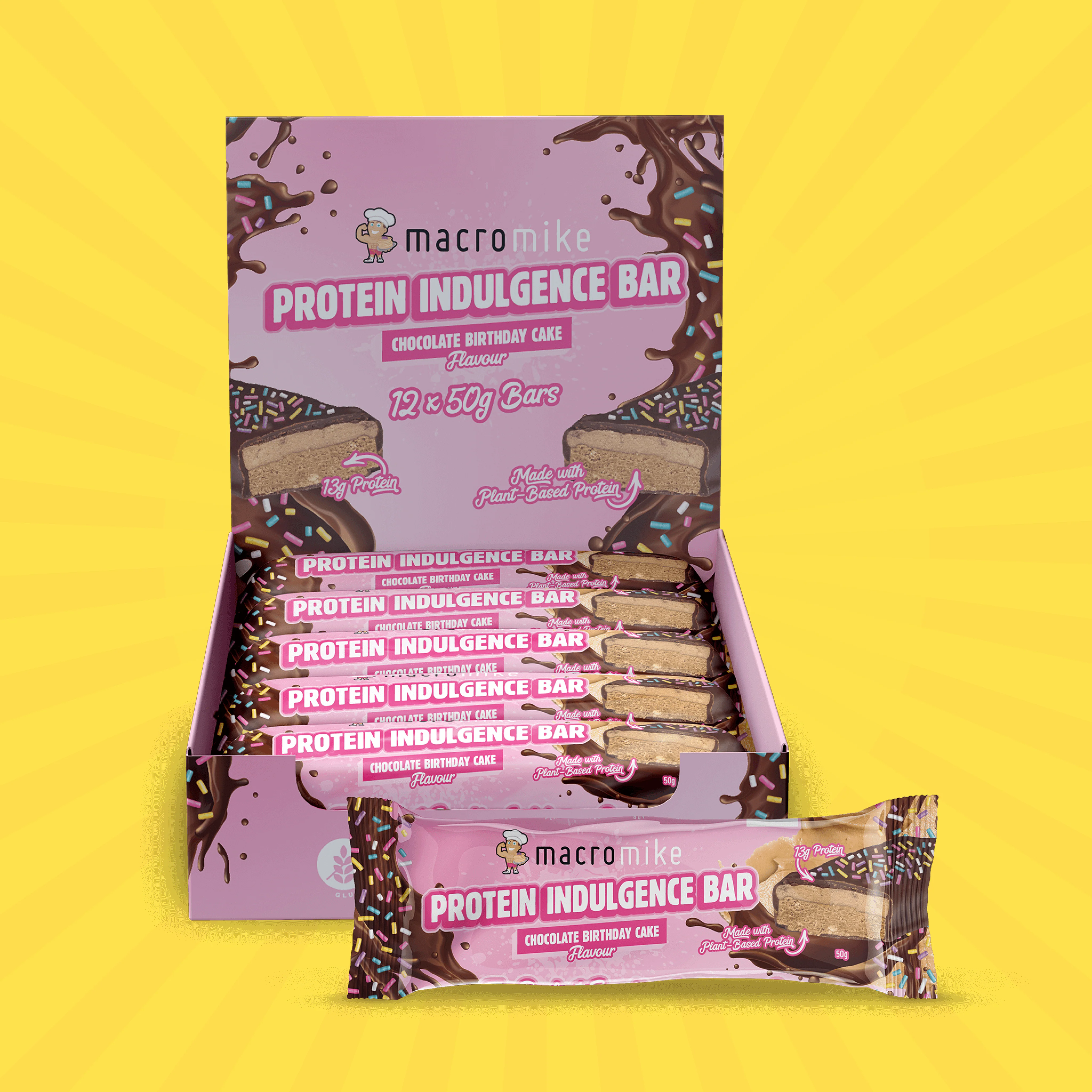 Chocolate Birthday Cake Protein Indulgence Bar (Box of 12 x 50g) - Image 3