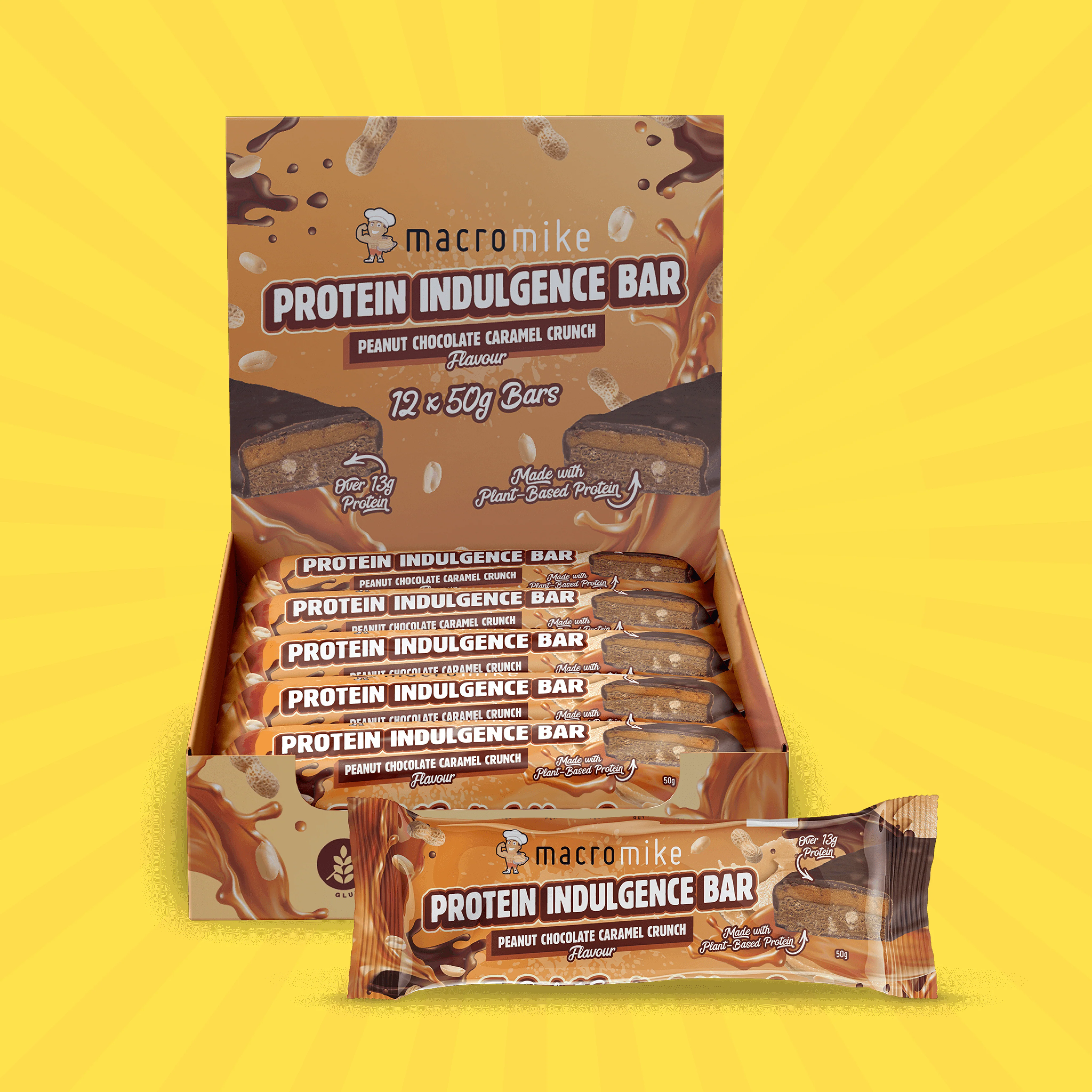 Peanut Chocolate Caramel Crunch Protein Indulgence Bar (Box of 12 x 50g) - Image 3