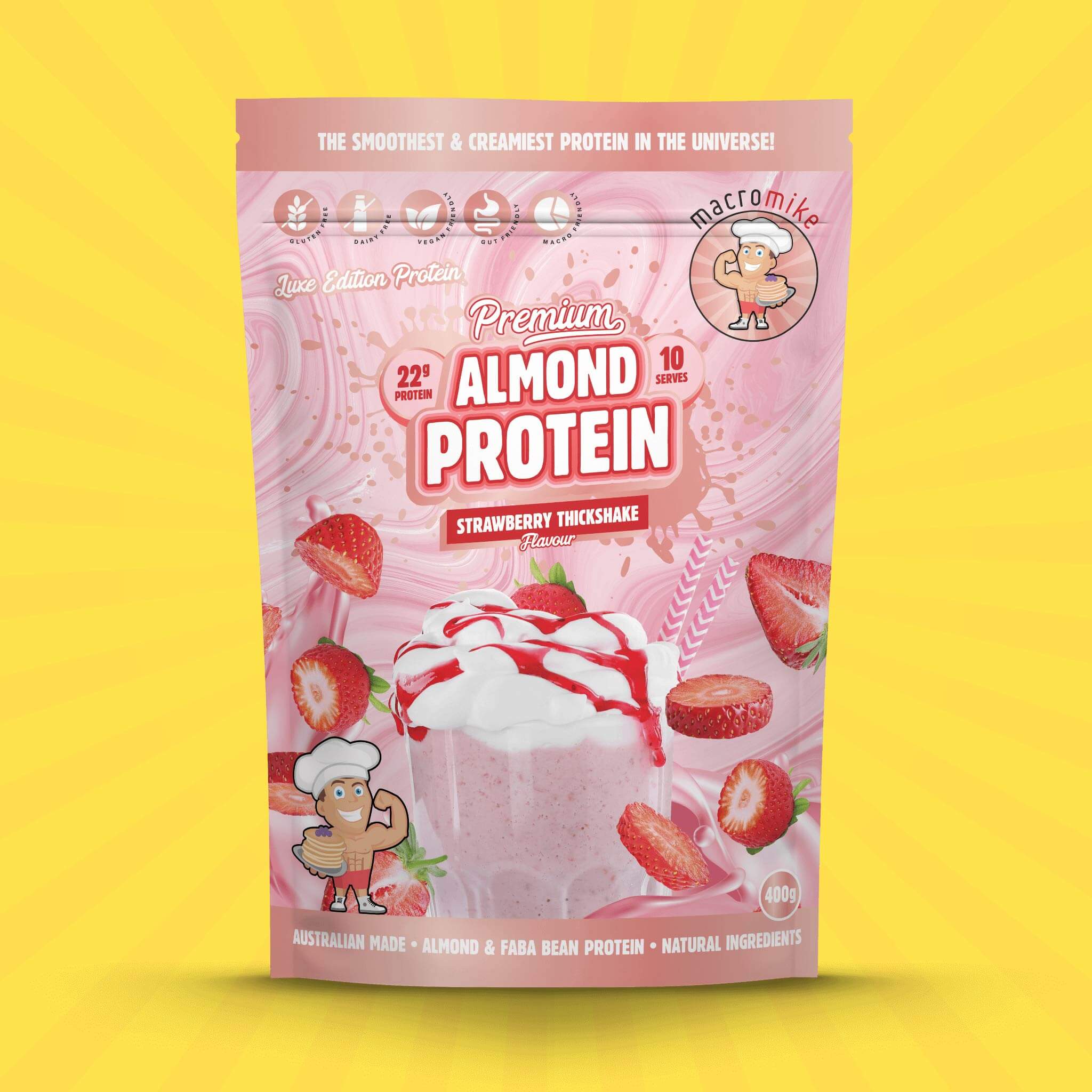 Strawberry Thick Shake Premium Almond Protein (400g Bag) - Image 3